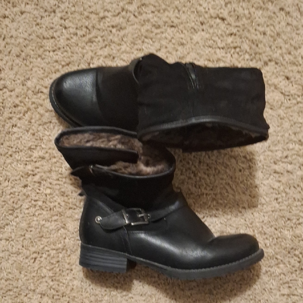 Black Ankle Boots with Buckle Detail